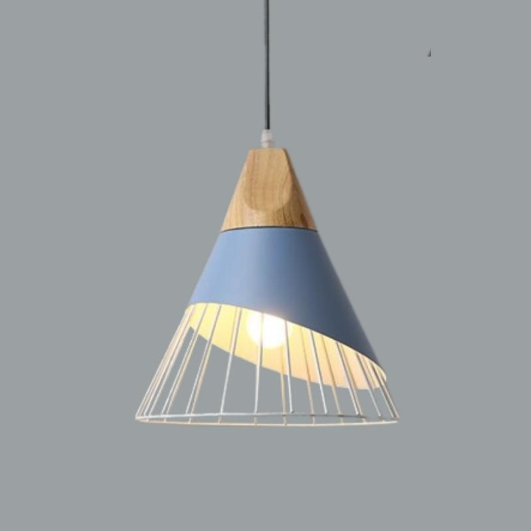 Kastoria - Industrial Pendant Lamp With Wood And Metal