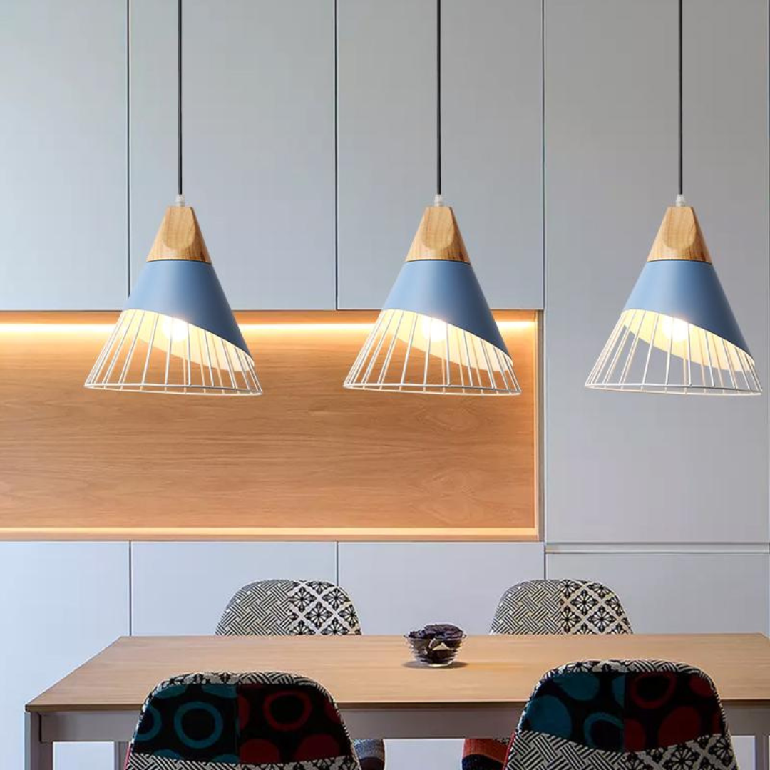 Kastoria - Industrial Pendant Lamp With Wood And Metal