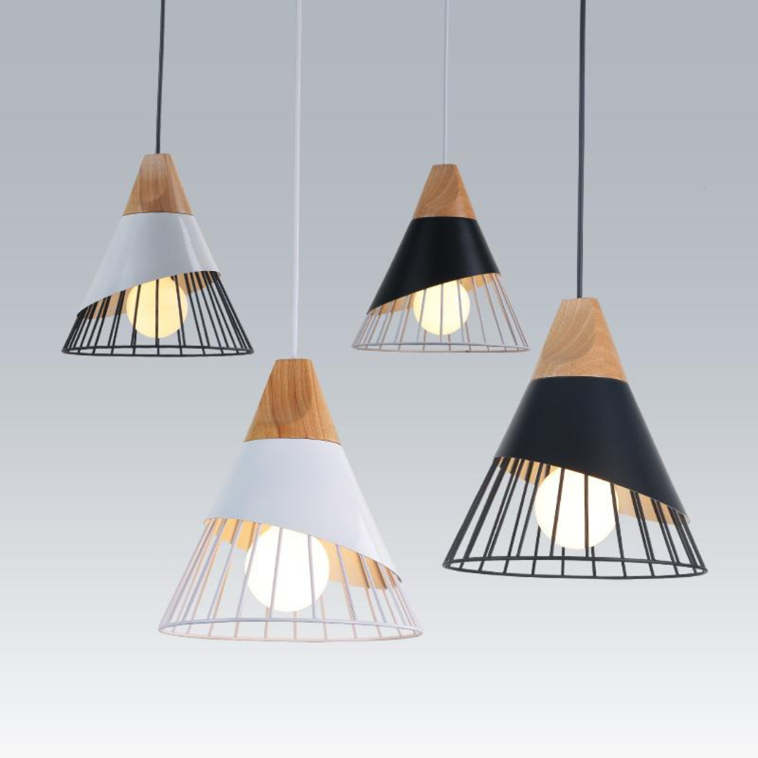 Kastoria - Industrial Pendant Lamp With Wood And Metal