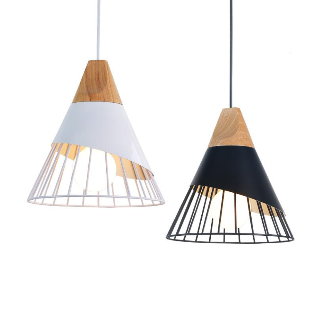 Kastoria - Industrial Pendant Lamp With Wood And Metal