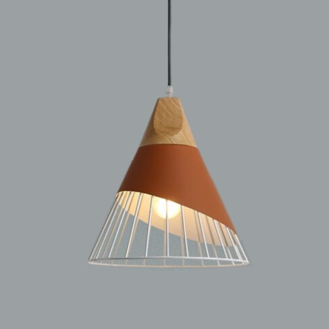 Kastoria - Industrial Pendant Lamp With Wood And Metal