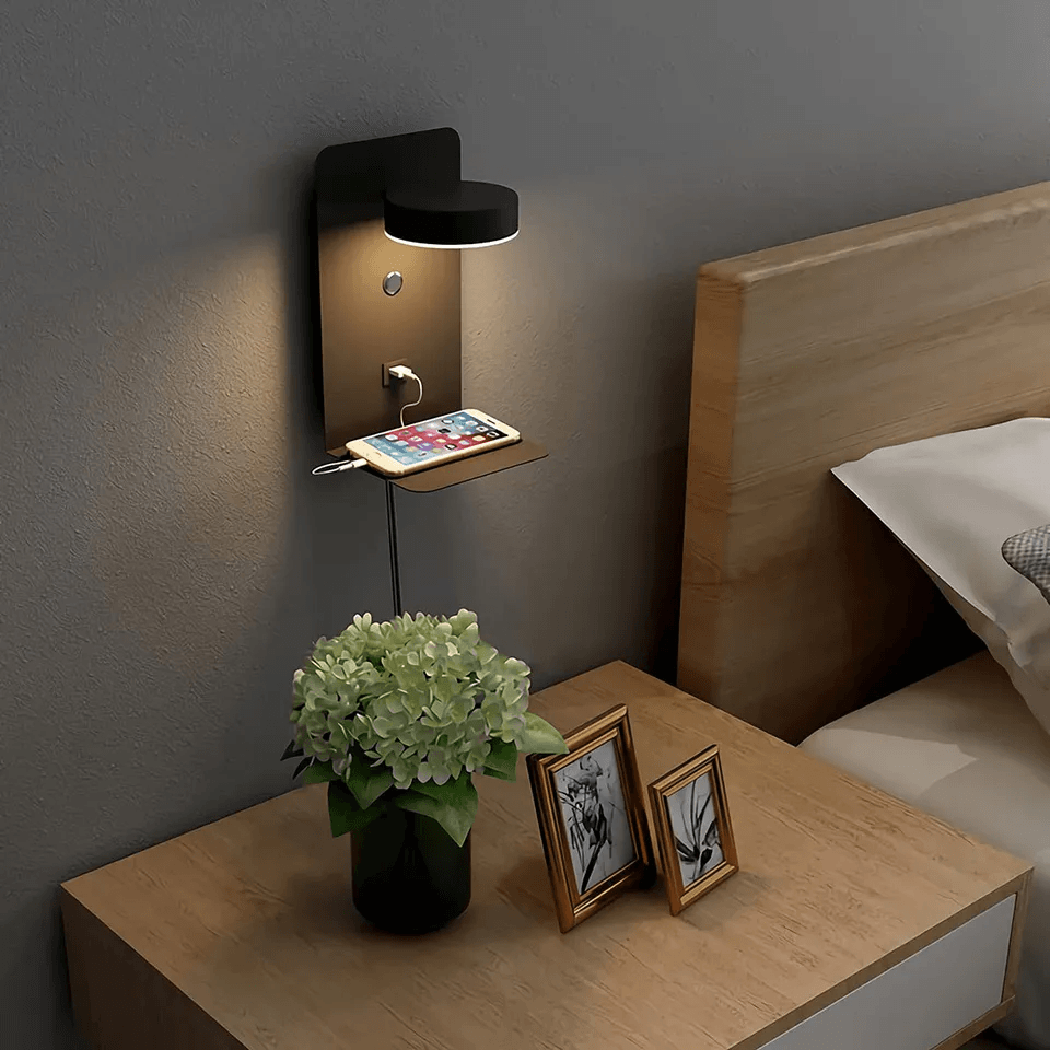 GlowUp Light Station - Modern LED Wall Lamp with USB Charging Station