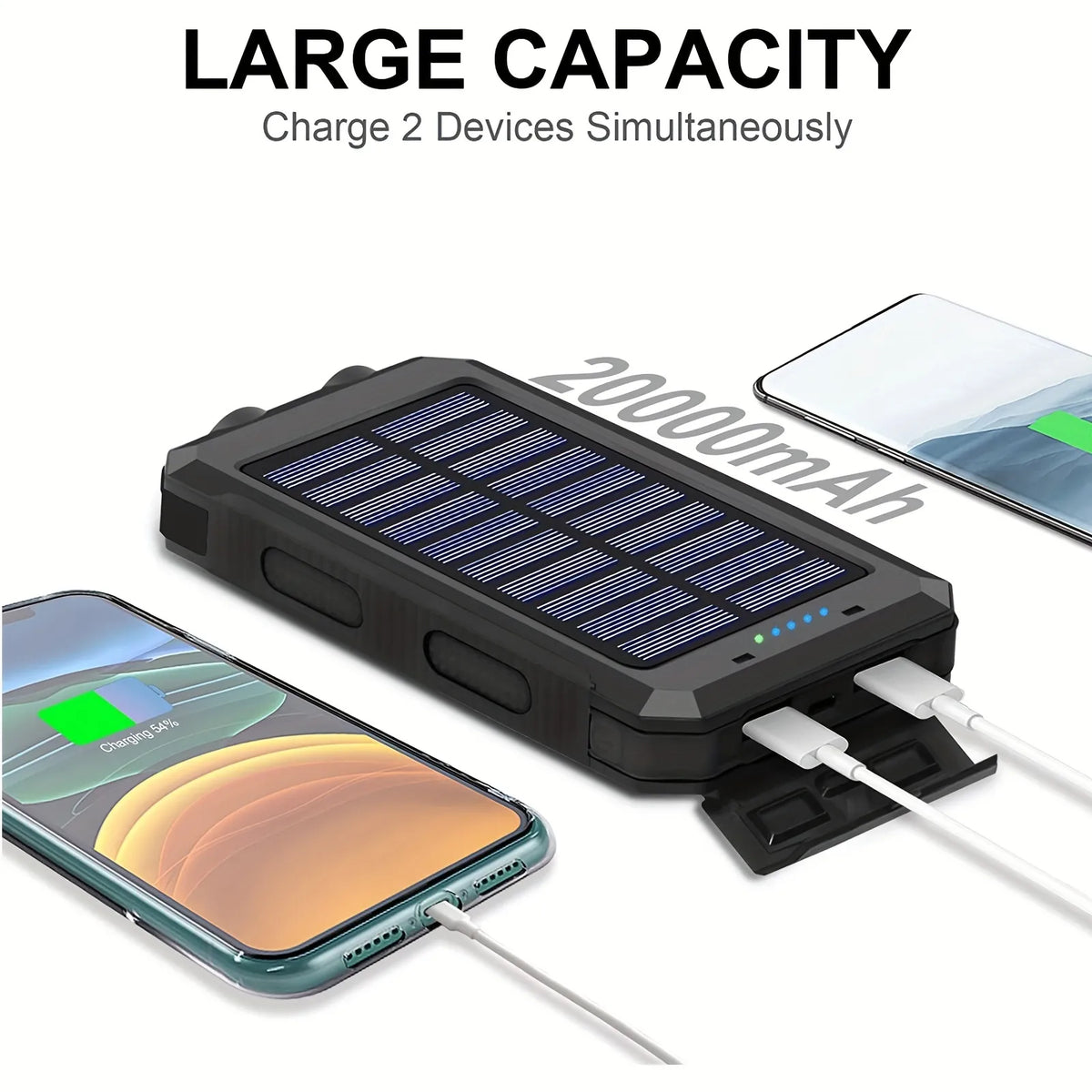 PowerFlash Portable - Solar-Powered Rechargeable Power Bank & Flashlight