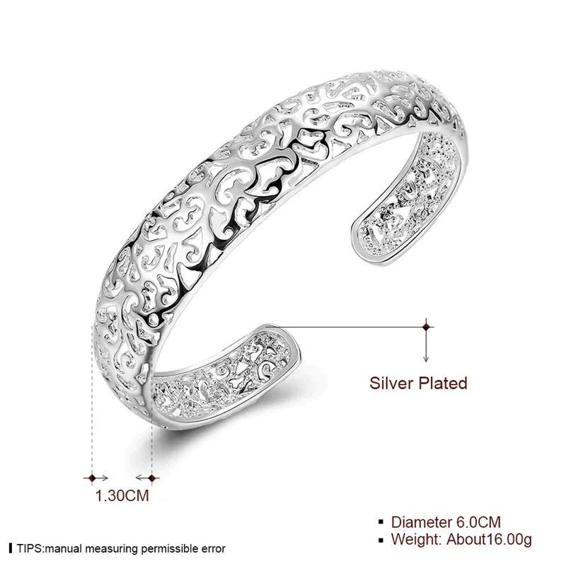 Silver Filigree Bracelet - Elegant Adjustable Cuff Design