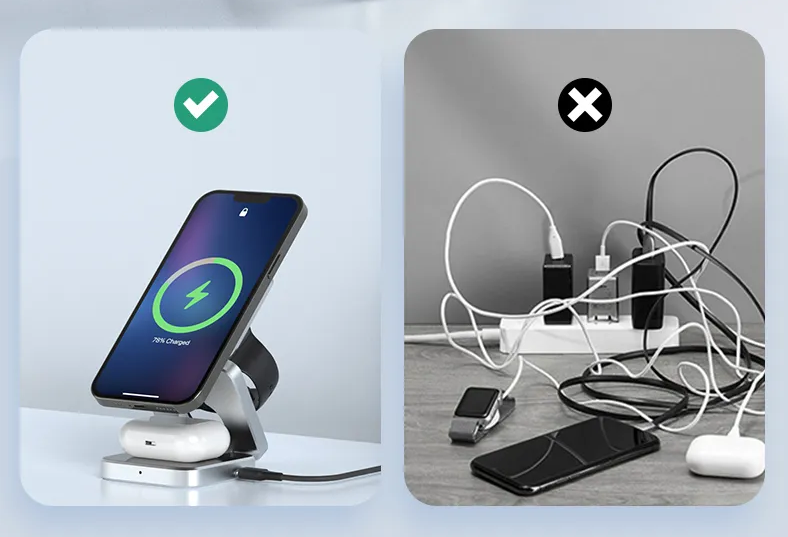 PowerFlex 3-in-1 Charging Station - Magnetic & Foldable Wireless Charger