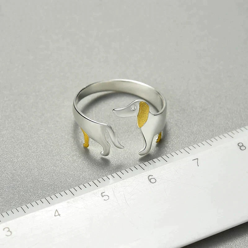 Cute Dachshund Ring - Adorable Sterling Silver Ring for Dog Lovers