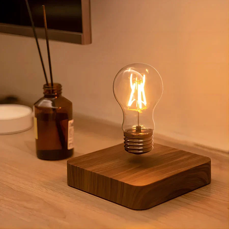 LevitaLux - Magnetic Levitating Light with Walnut Wood Base