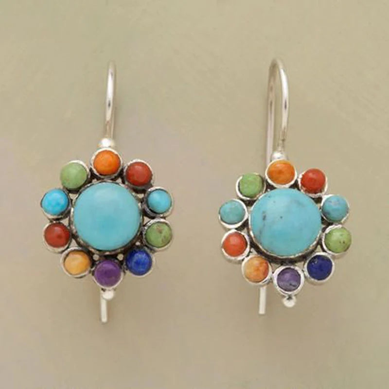 Naida - Colorful Round Turquoise Earrings
