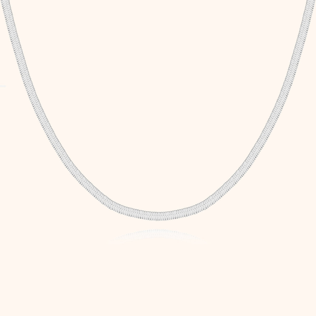 Helena Flat Chain Necklace - Elegant Adjustable Sterling Silver Design