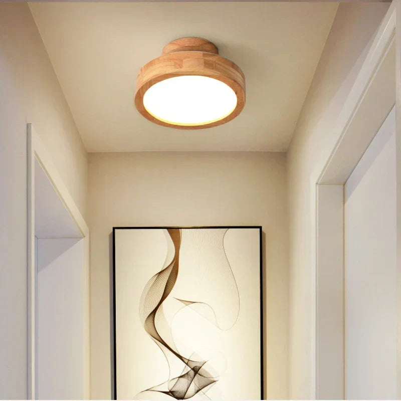Brightlux - Scandinavian Round Wooden Ceiling Lamp