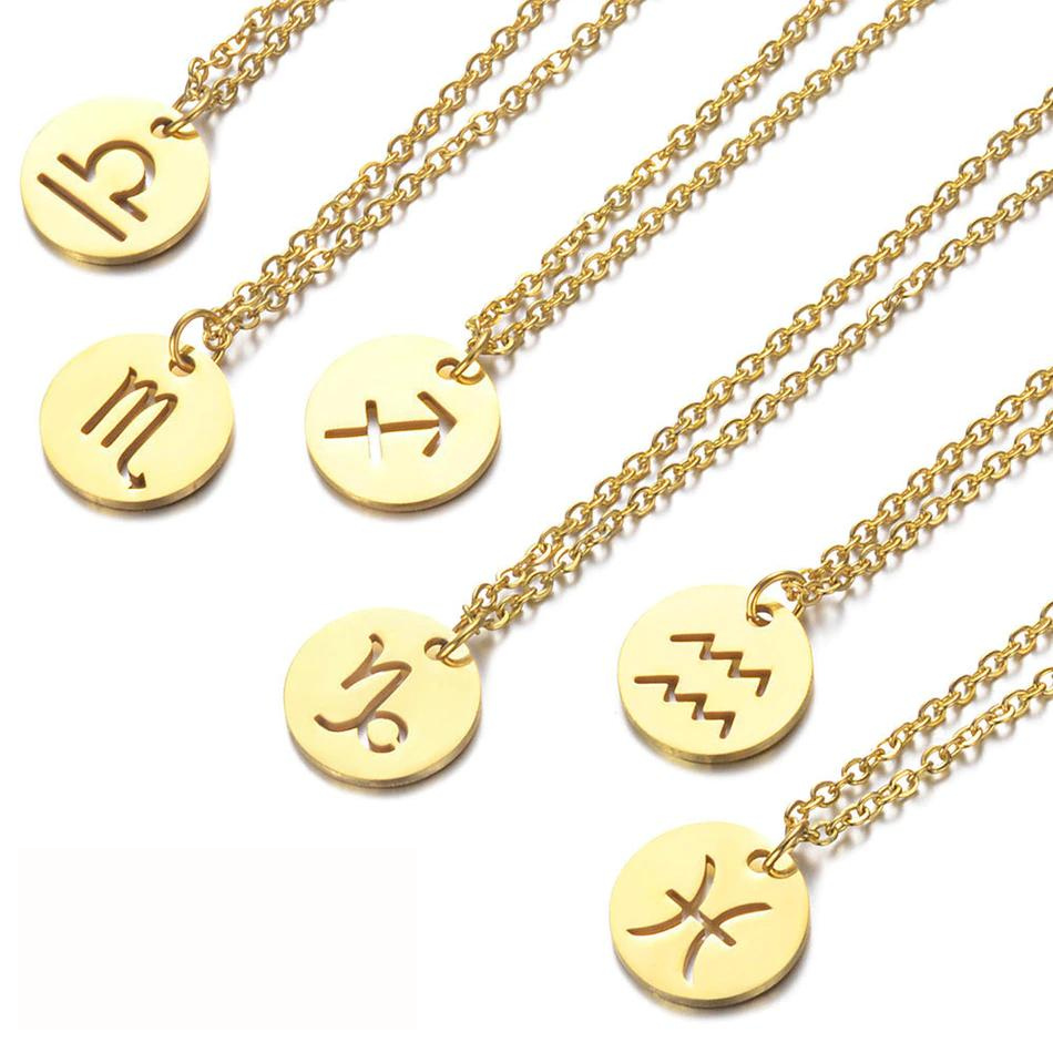 Zodiac Necklace - Tarnish-Resistant Stainless Steel Coin Pendant