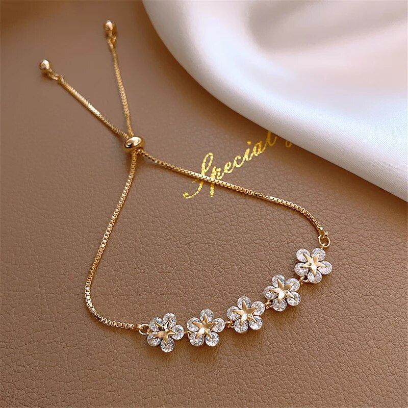 Rosalind - Gold Floral Crystal Bracelet