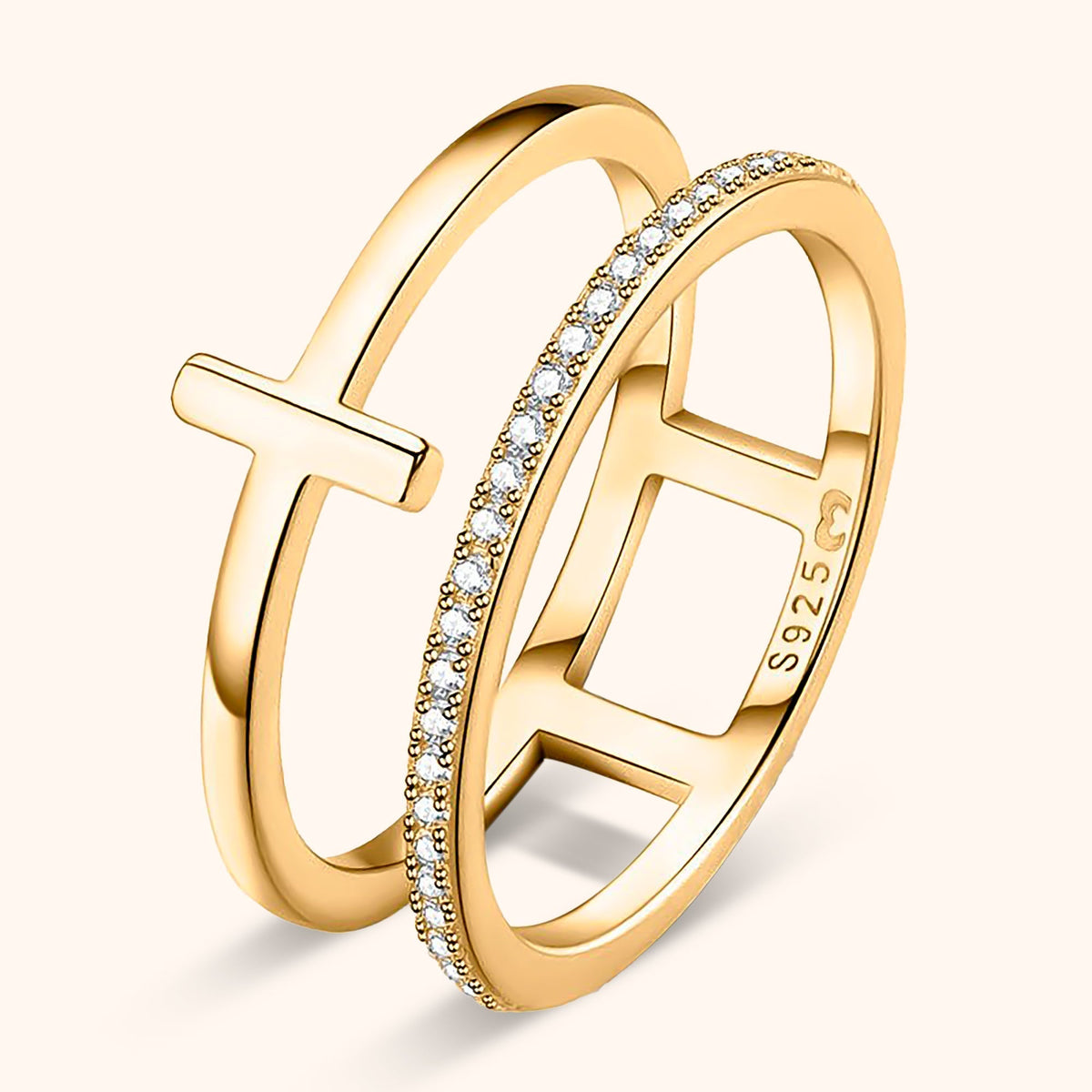 Celeste Double Cross Ring - Elegant Sterling Silver Statement Piece