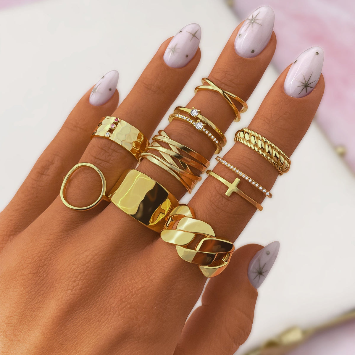 Calindra - Elegant Double Cross Ring in Sterling Silver