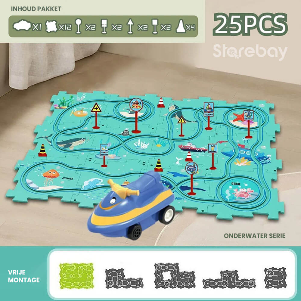 CreativeTrack Puzzle - Build-Your-Own Race Track for Kids