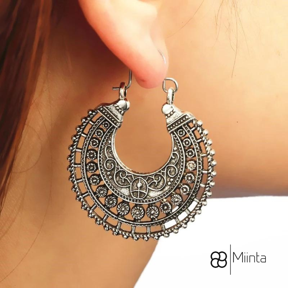 Dembria Tibetan Filigree Earrings - Elegant Sterling Silver Statement Jewelry