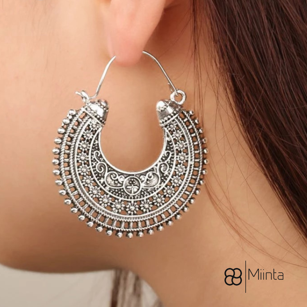 Dembria Tibetan Filigree Earrings - Elegant Sterling Silver Statement Jewelry