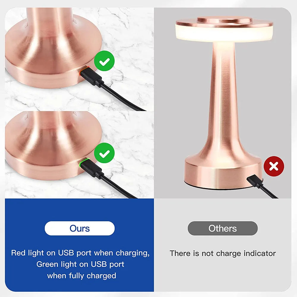 LumiCrest - Wireless Retro LED Table Lamp with Touch Dimming