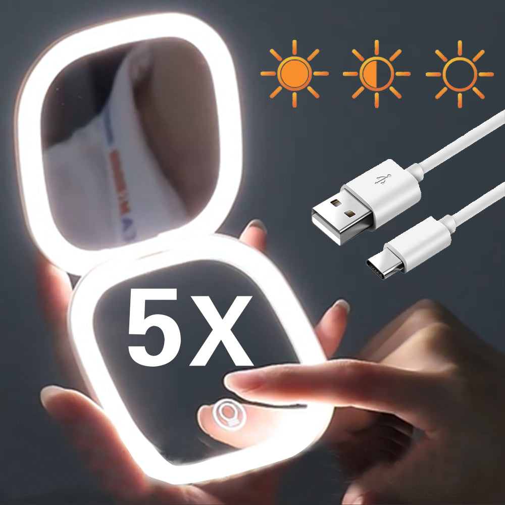 GlowMirror - LED Lighted Makeup Mirror with 5x Magnification