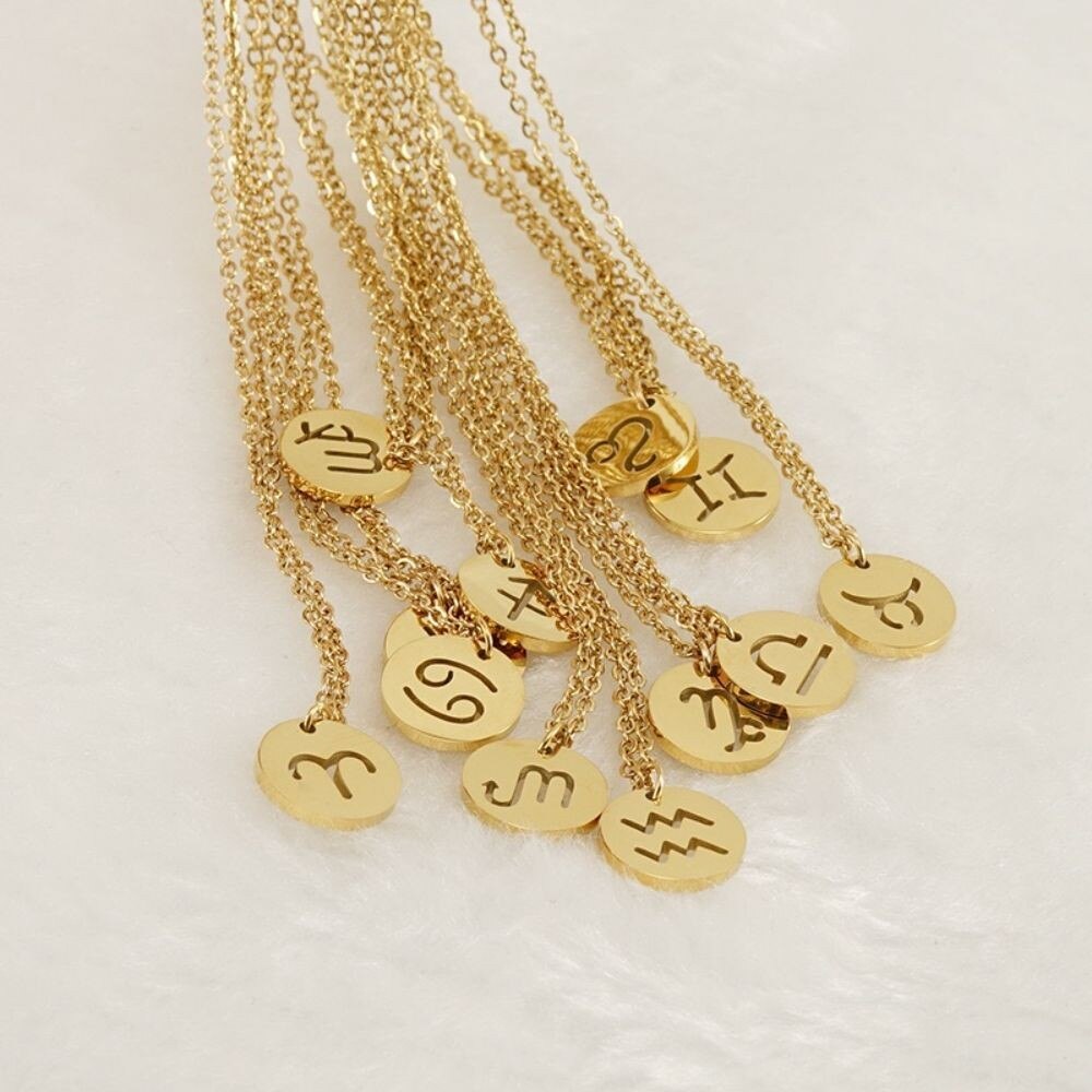 Zodiac Necklace - Tarnish-Resistant Stainless Steel Coin Pendant