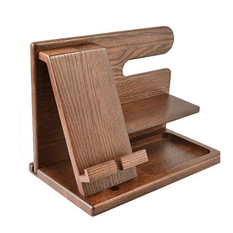 WoodDock - Stylish Wooden Organizer for Everyday Devices