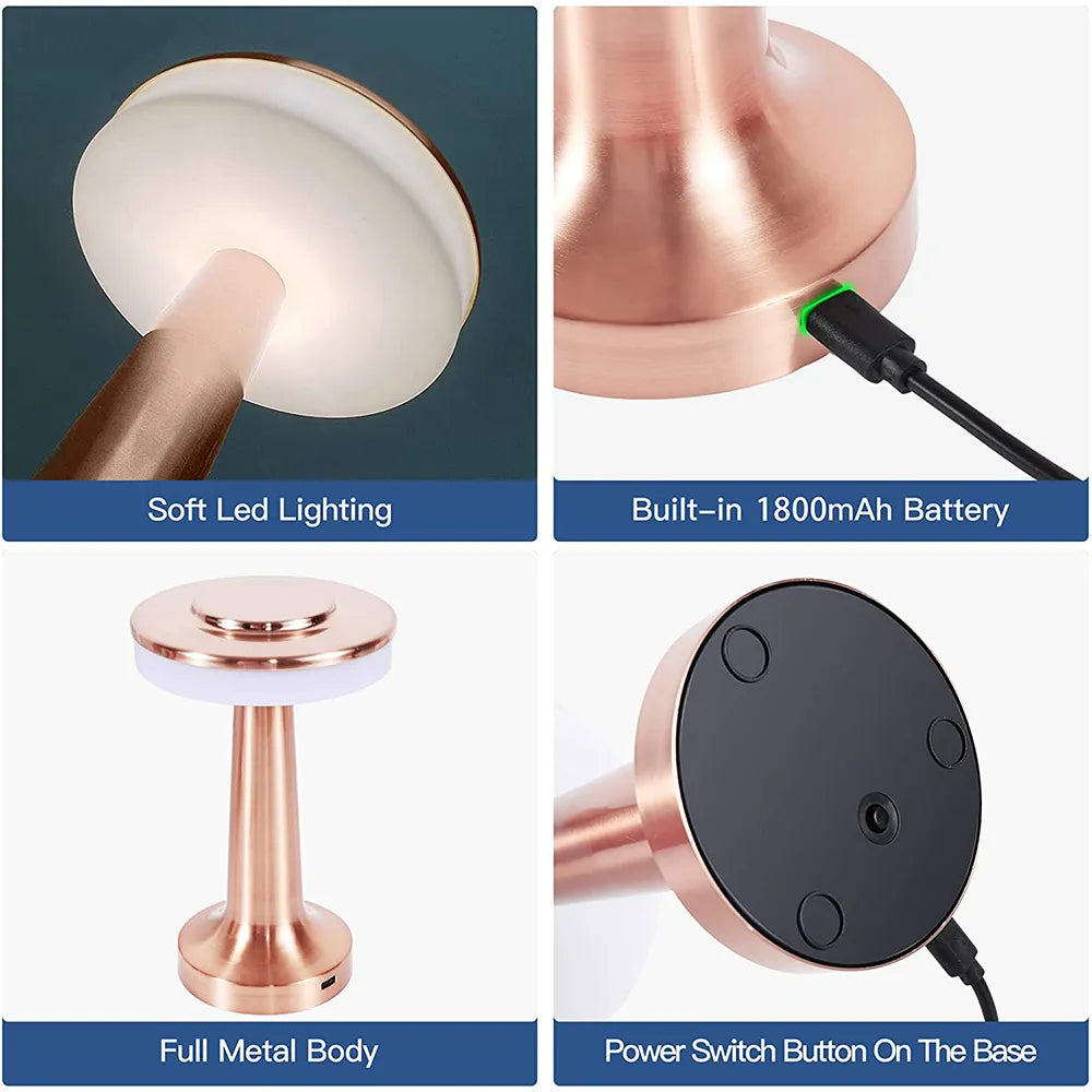 LumiCrest - Wireless Retro LED Table Lamp with Touch Dimming