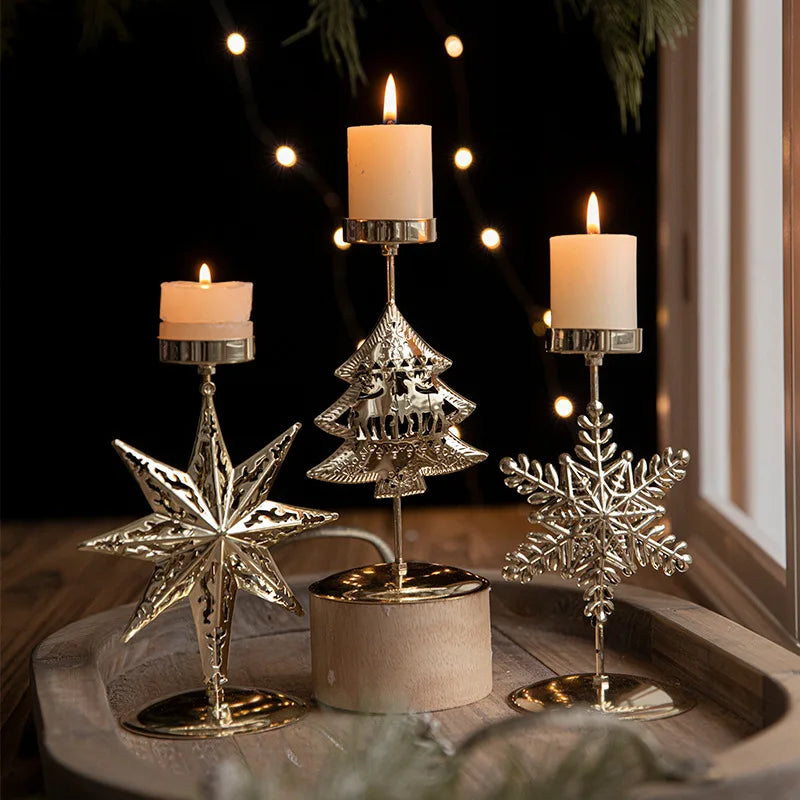 ReedSpruce - Gilded Star and Tree Candle Holder