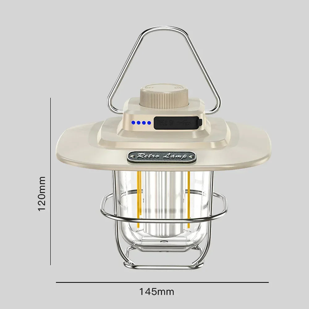 NostalgiaGlow - Retro Rechargeable LED Lantern for Adventures
