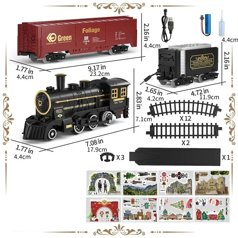 ClassicTrack Set - Retro Train Playset with Realistic Steam and Sound Effects