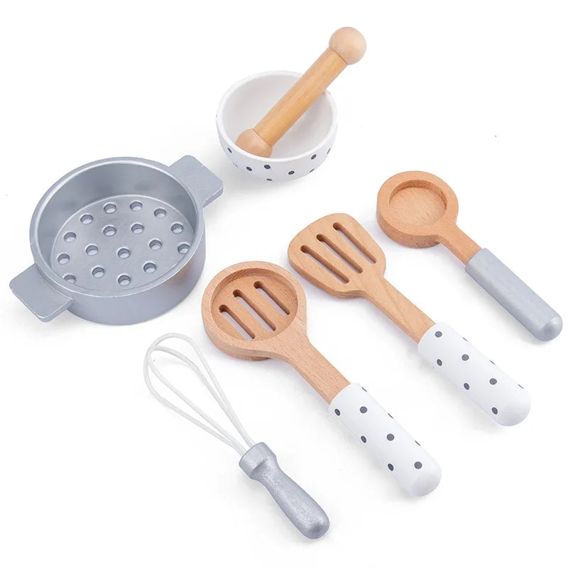 WoodPlay Set - Realistic Wooden Kitchen Playset for Kids