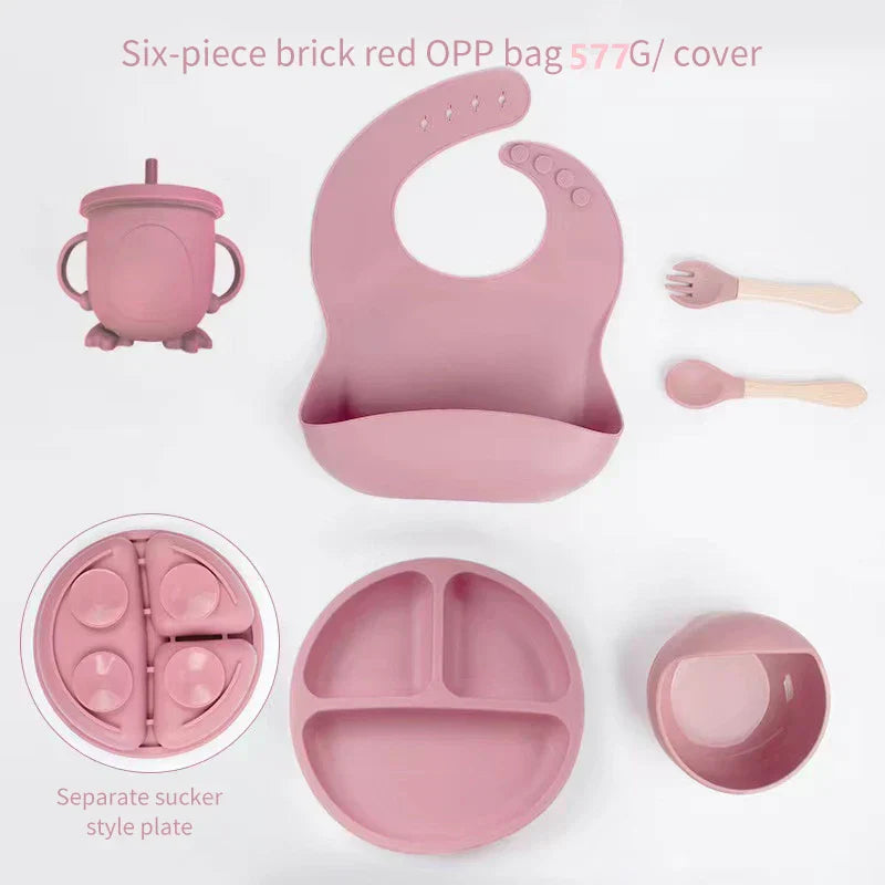 SiliconeBaby Set - Complete 6-Piece Silicone Feeding Set for Babies