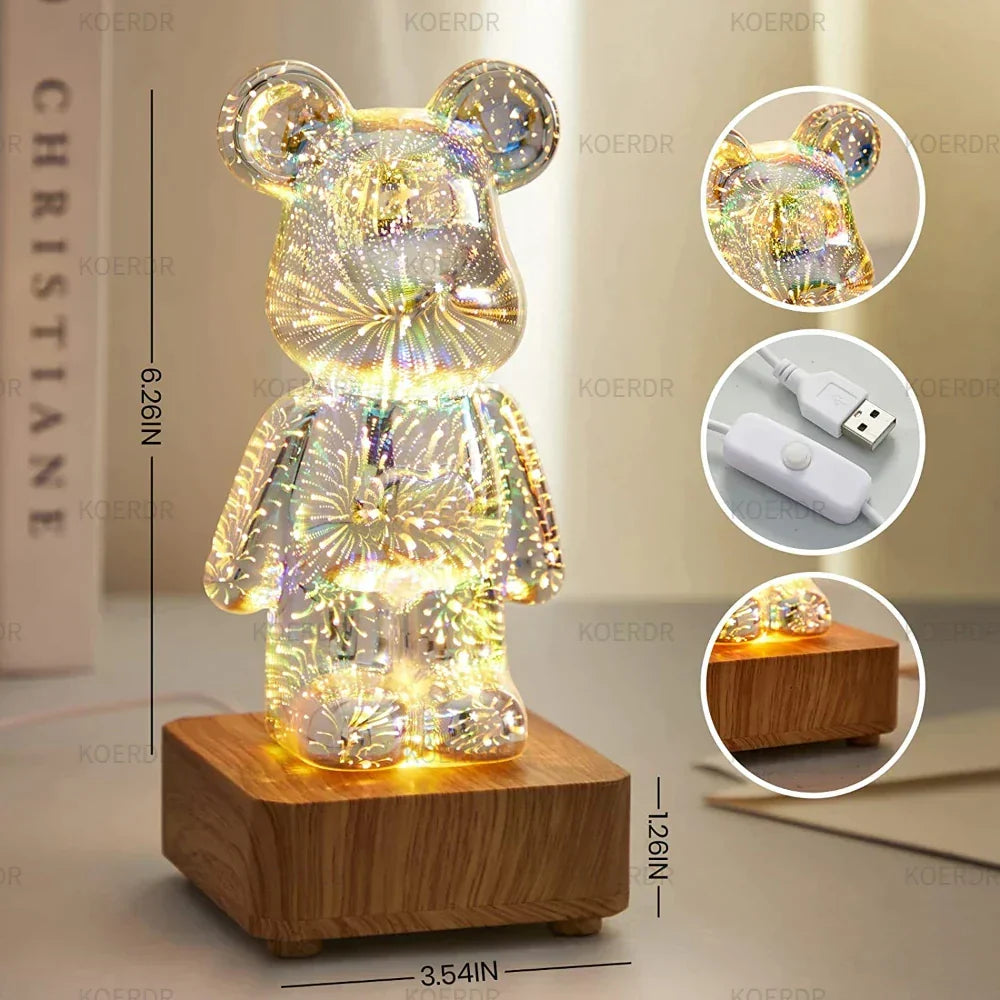 StarBear - Enchanting 3D Fireworks Effect Bear Lamp