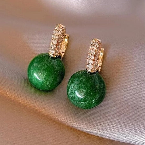 Alina Collection - Green Gold Pearl Earrings for Effortless Elegance
