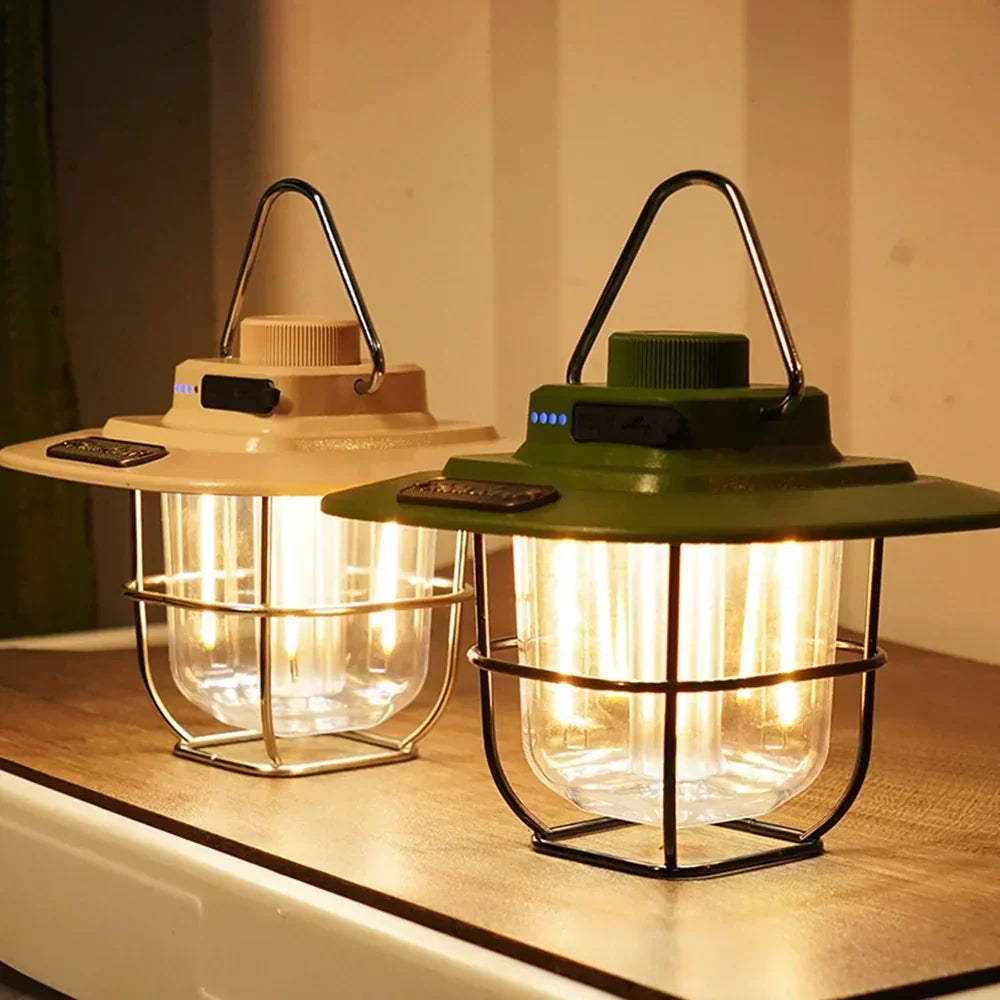NostalgiaGlow - Retro Rechargeable LED Lantern for Adventures
