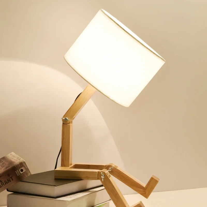 RutanFlex - Elegant Wooden Table Lamp with Book Storage