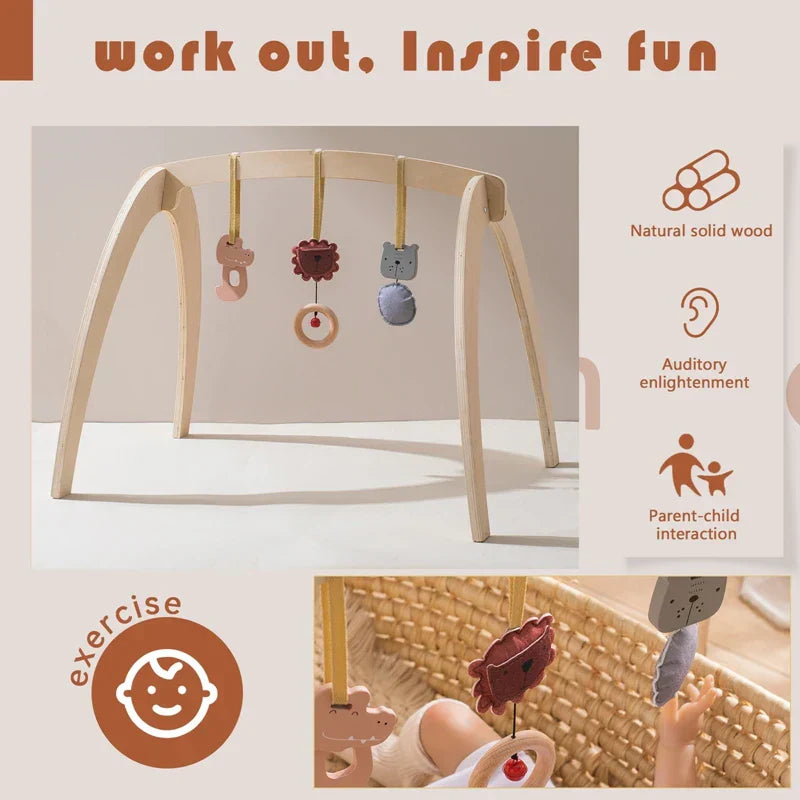 Montessori RattleFrame - Wooden Play Gym with Hanging Toys
