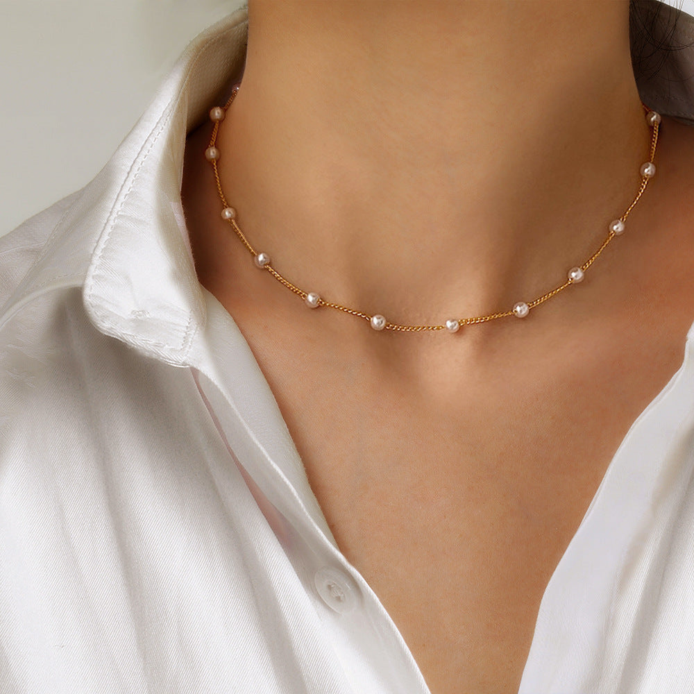 Aurielle Gold Pearl Necklace - Timeless Elegant Design