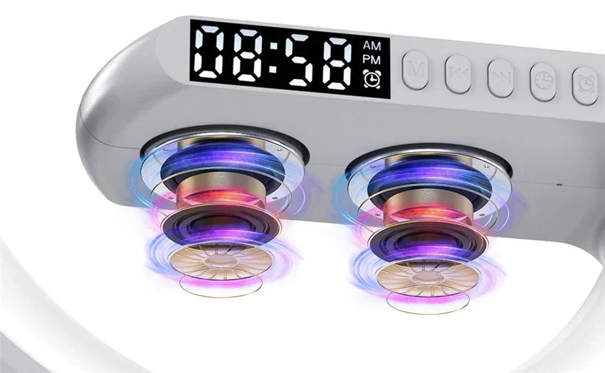 GlowHub - Multifunctional Rechargeable Speaker with Alarm Clock and Ambient Light