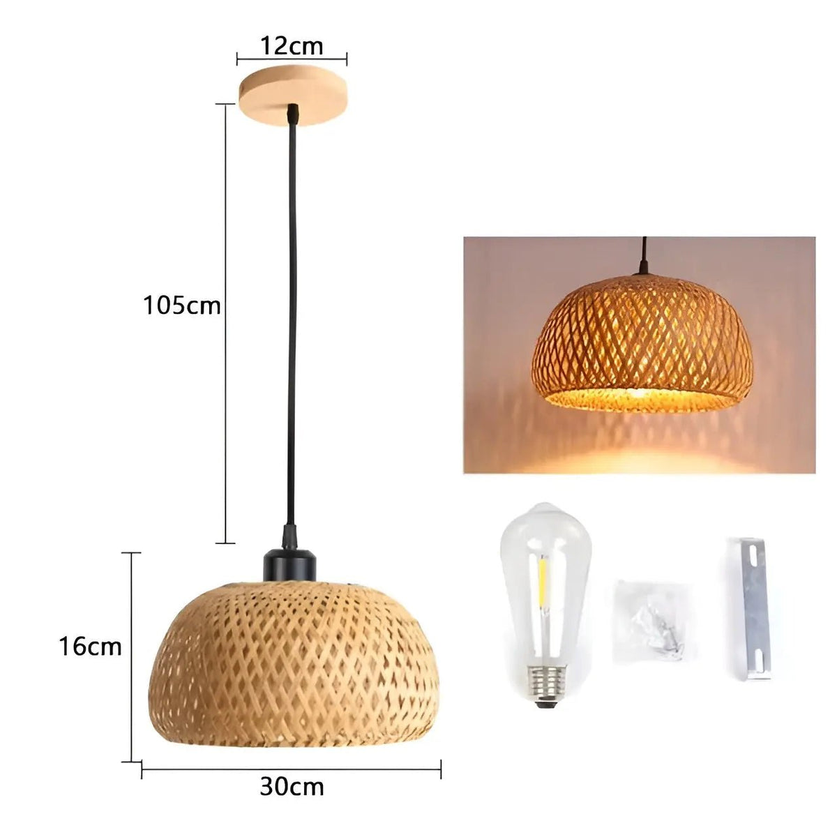 Kavendish - Handwoven Rattan Pendant Ceiling Light