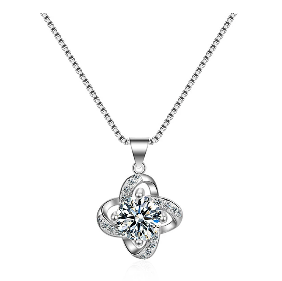 Eovelle - Charming Love Knot Necklace and Earrings Set