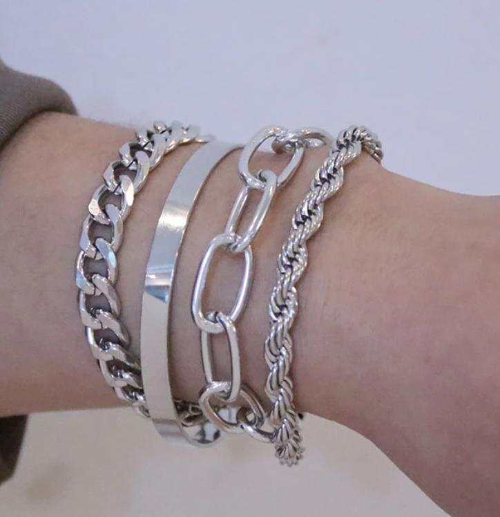 Envora Enchanting Arm Candy - Stunning 4-Piece Stainless Steel Bracelet Set