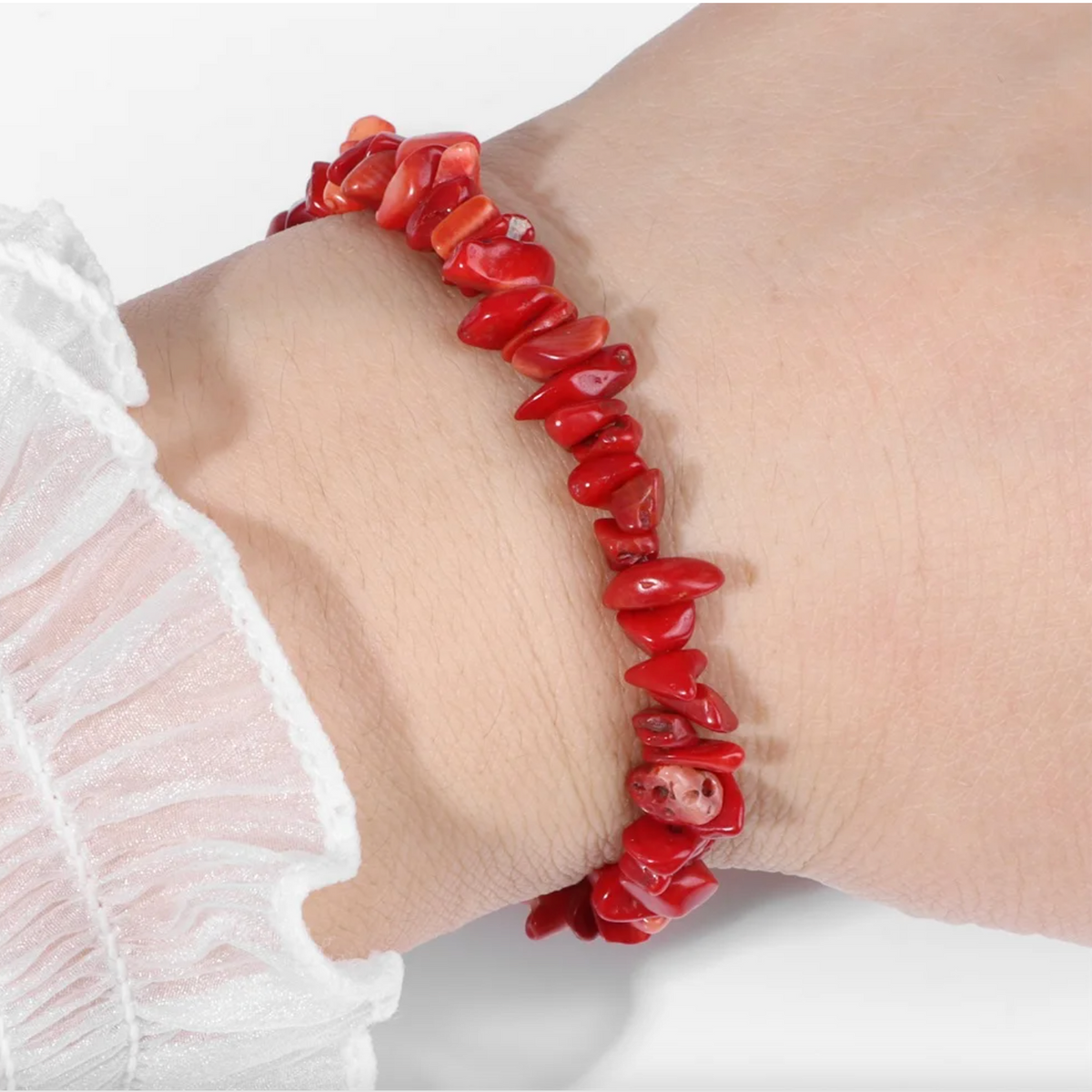 Horalyn - Red Coral Bracelet, Handmade Adjustable Everyday Jewelry