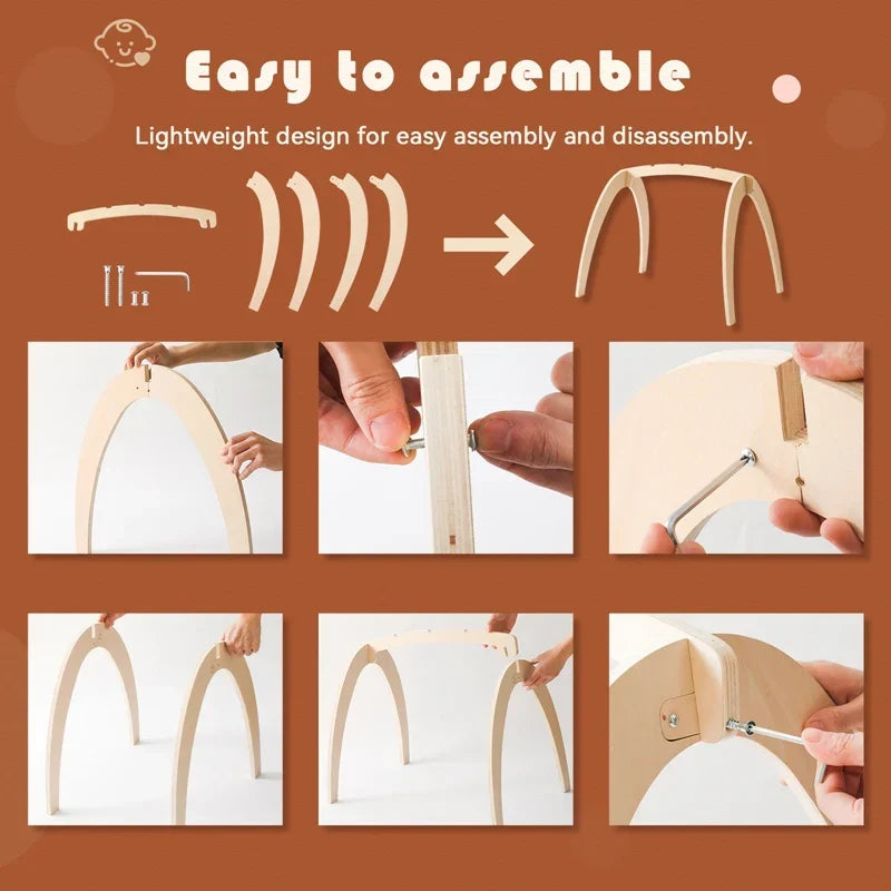 Montessori RattleFrame - Wooden Play Gym with Hanging Toys