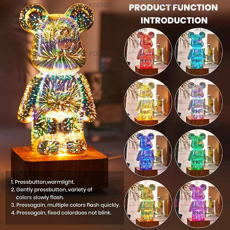 StarBear - Enchanting 3D Fireworks Effect Bear Lamp
