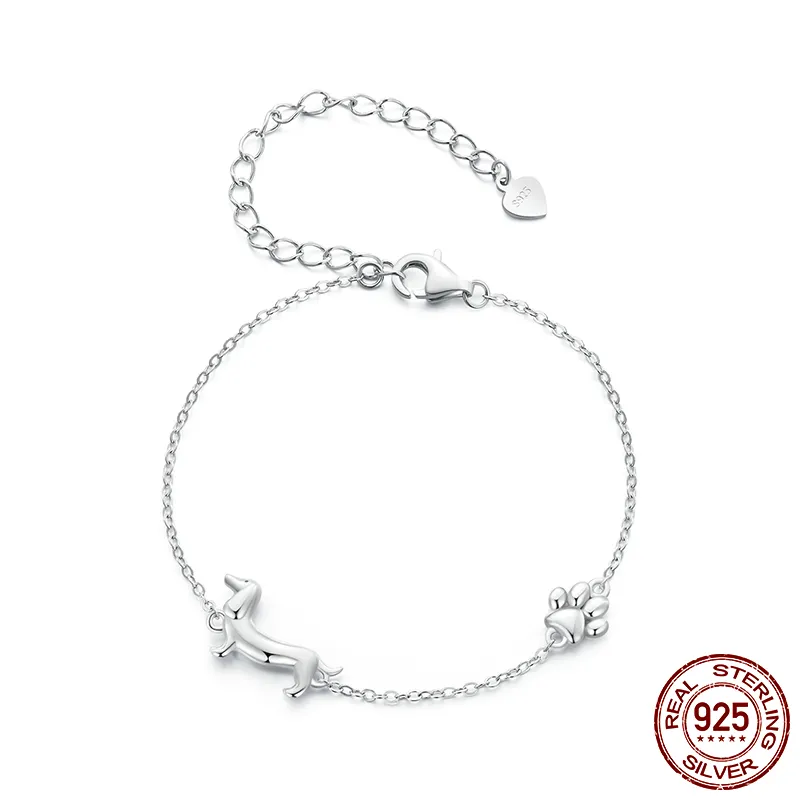 Gildryn - Sterling Silver Dachshund Charm Bracelet, Adjustable