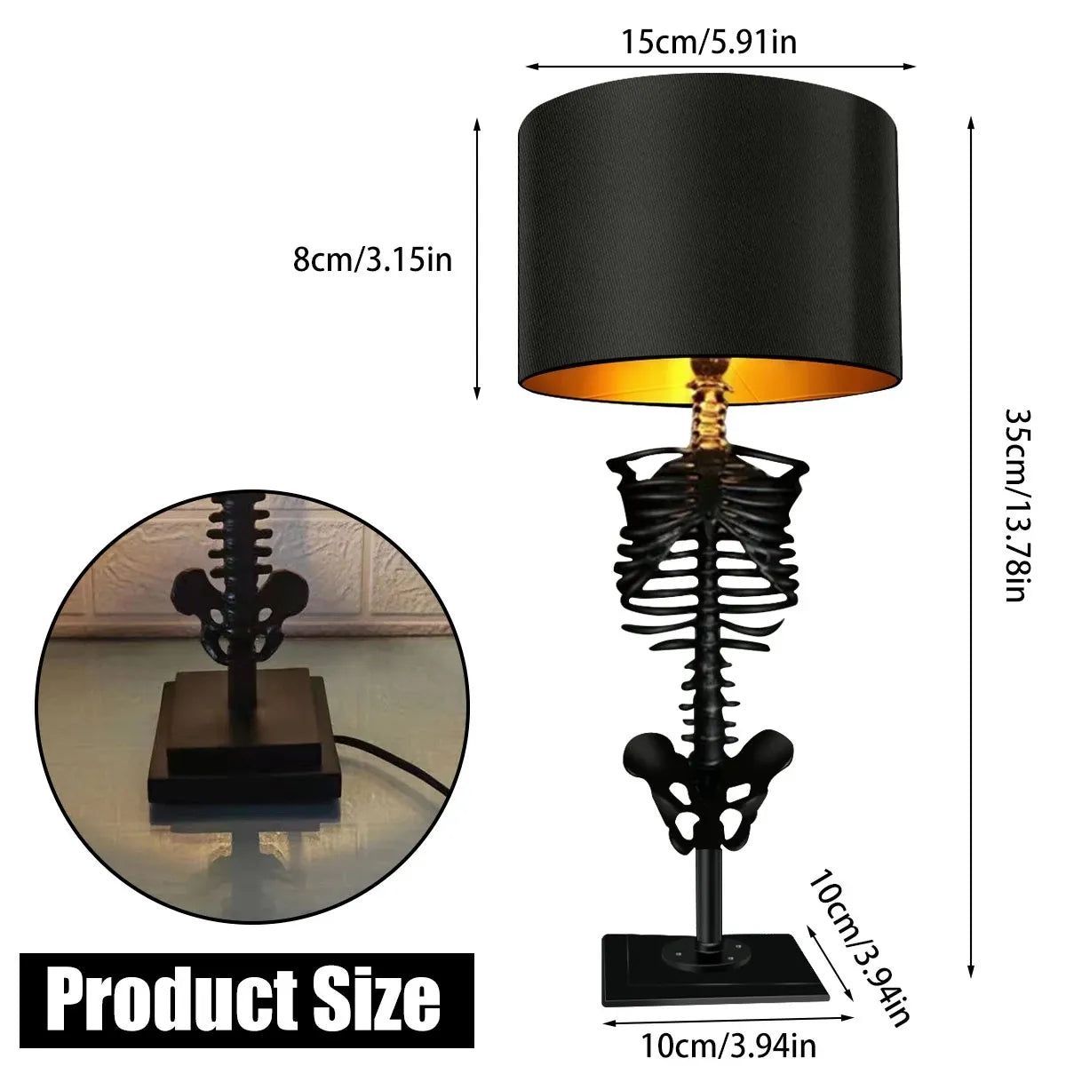 Nolfen - Handcrafted Gothic Skeleton Table Lamp