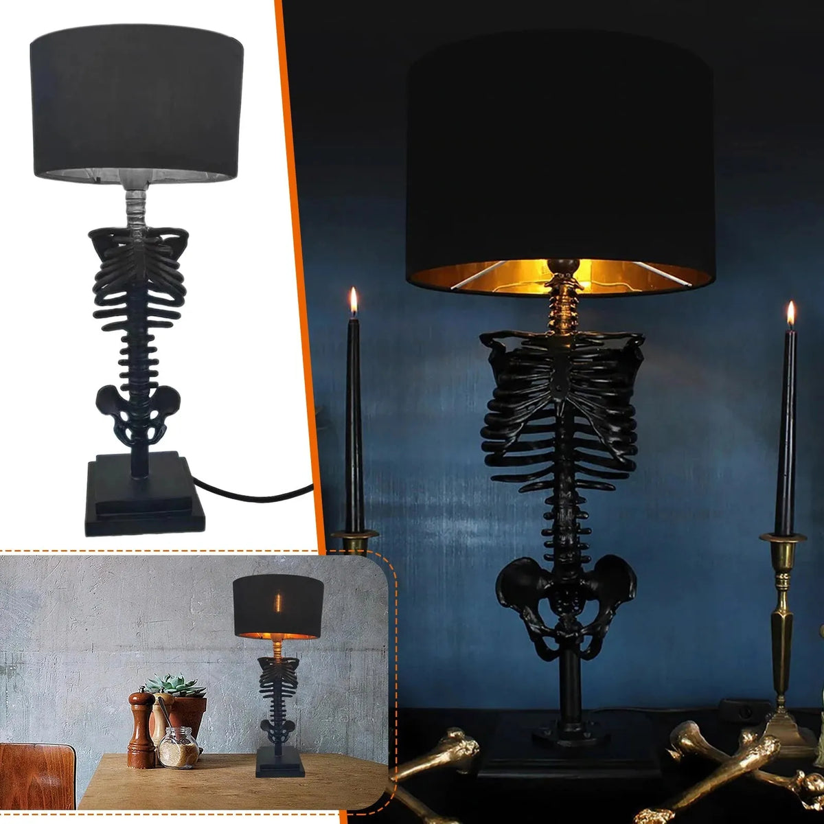 Nolfen - Handcrafted Gothic Skeleton Table Lamp