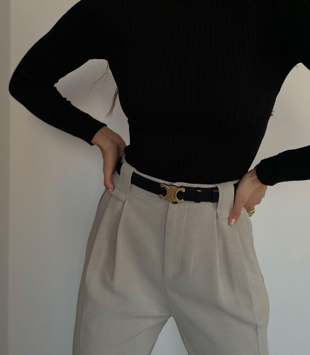 EleganceBelt - Luxury Leather Belt with Gold-Tone Details