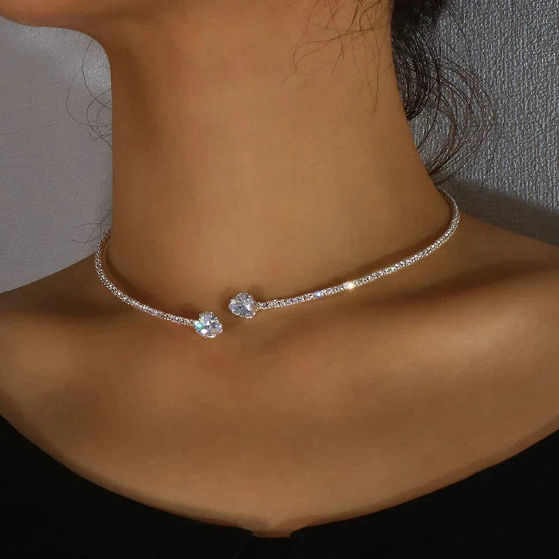 Rhinestone Choker Necklace - Elegant Sparkling Statement Piece
