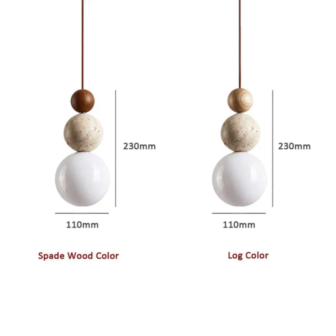 TravertineGlow - Elegant Mahogany Pendant Lamp for Your Home